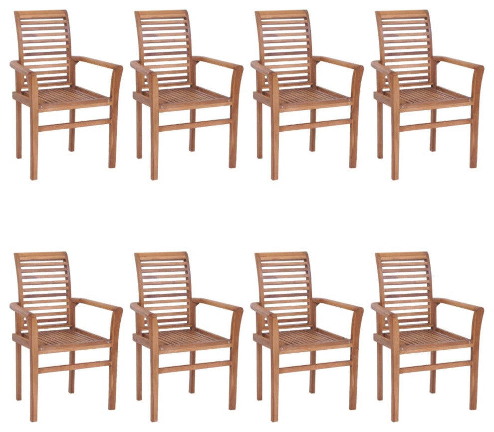 Vidaxl Dining Chairs, Set of 8, With Taupe Cushions Solid Teak Wood