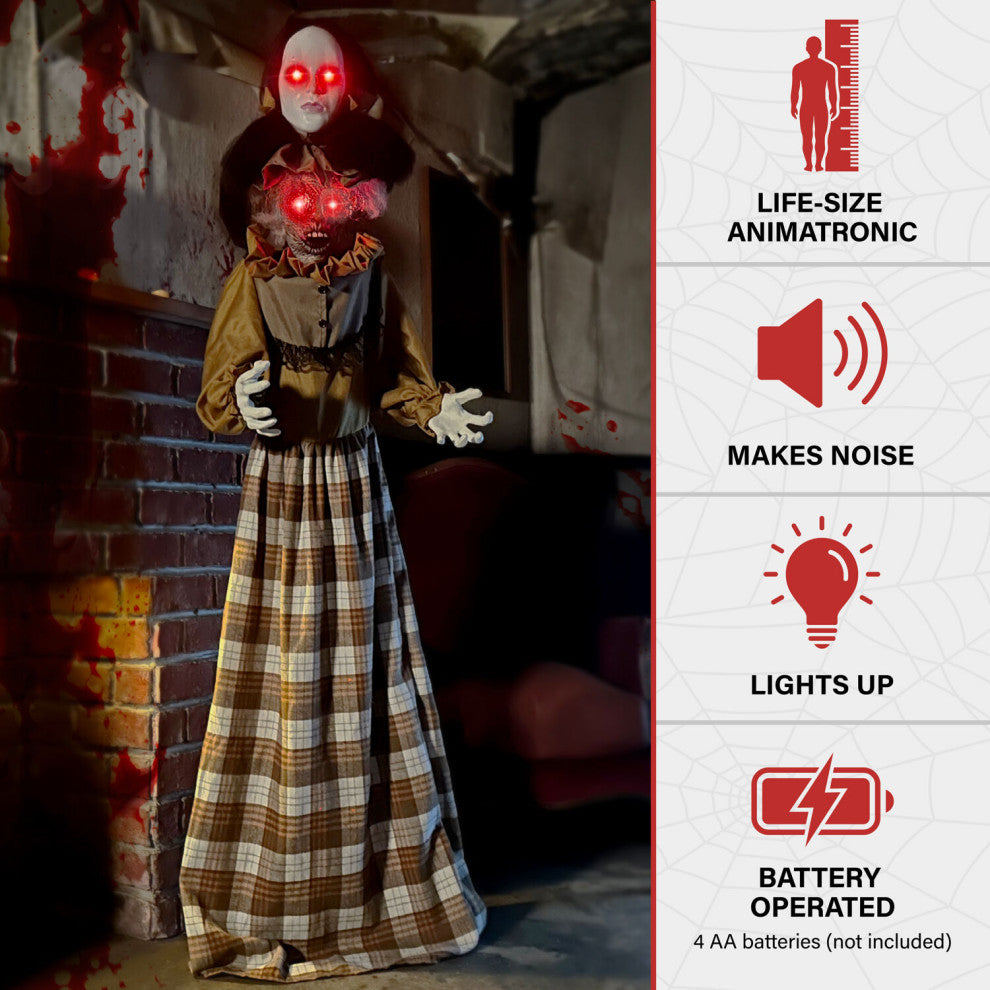 Lifesize Animatronic Haunted Woman, Lights and Sound