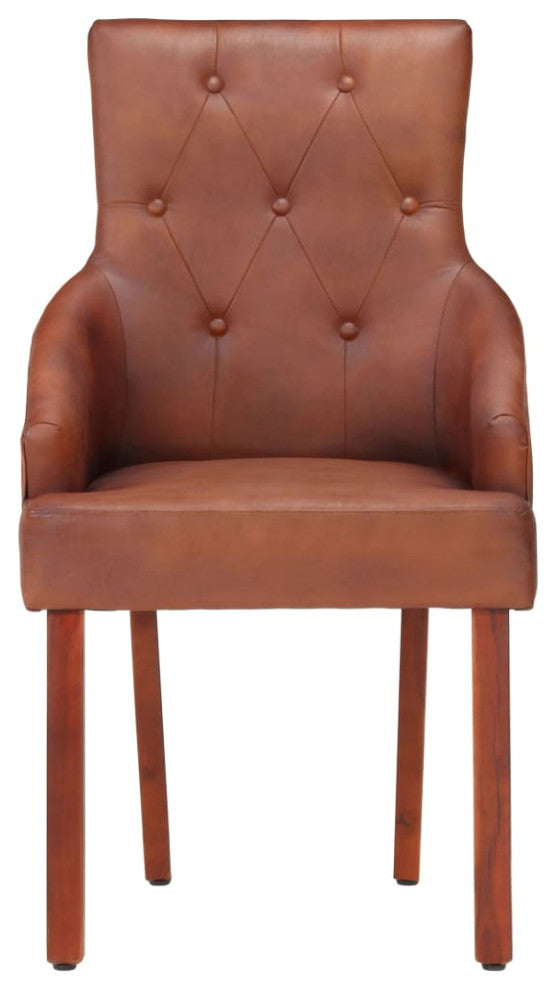 vidaXL Dining Chairs 6 pcs Brown Real Goat Leather