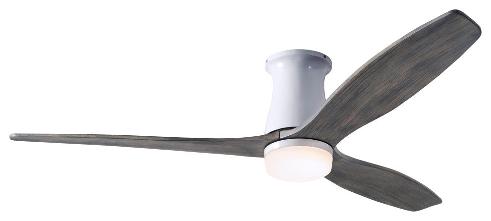 Arbor Flush Fan Gloss White, 54" Graywash Blades With LED, Wall Control
