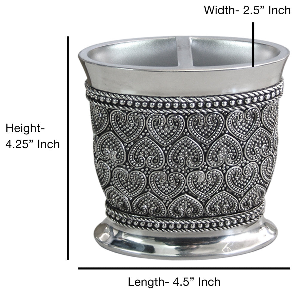 nu steel Beaded Heart Toothbrush Holder