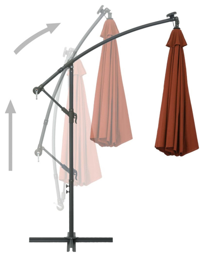 Vidaxl Cantilever Umbrella With Led Lights And Steel Pole Terracotta