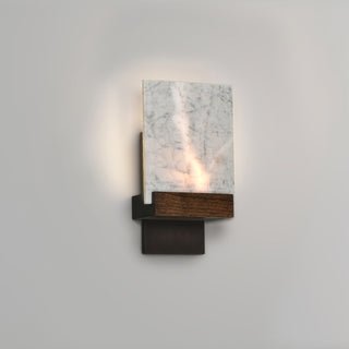 Fortis LED Wall Sconce, Oiled Walnut, Oiled Bronze, Carrara Marble