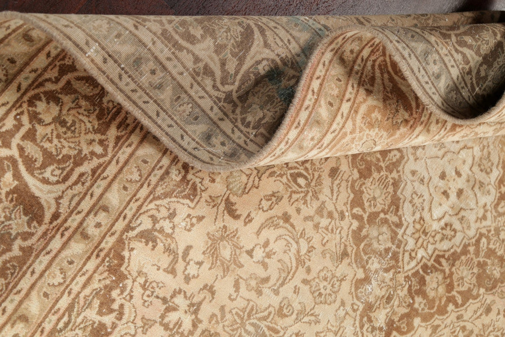 Consigned, Vintage-Style Faded Persian Traditional Handmade Area Rug, Brown, 6x9