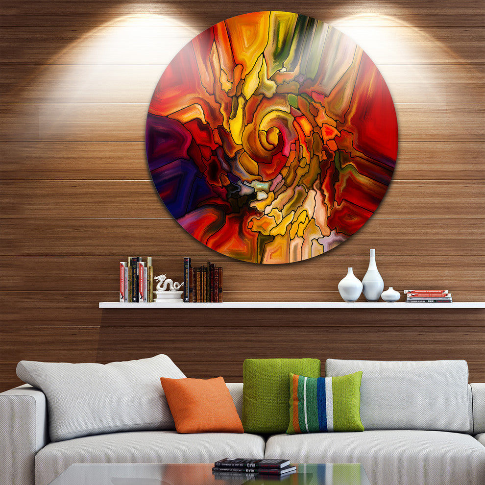 Illusions Of Stained Glass, Abstract Disc Metal Wall Art, 11"
