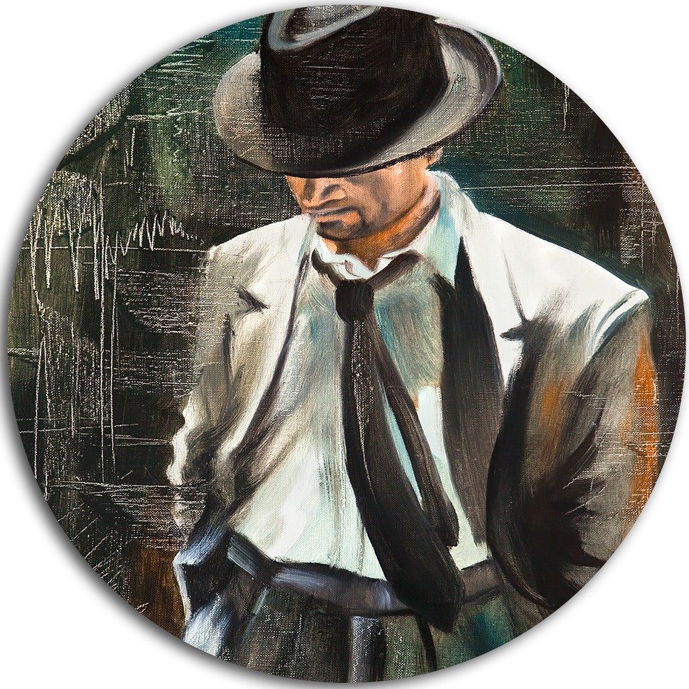 The Gentleman, Portrait Large Disc Metal Wall Art, 23"