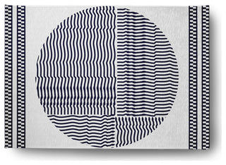 Geo Circle Rug, Spring Navy, 4'x6'