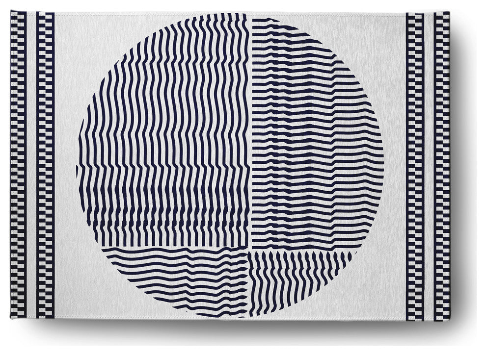 Geo Circle Rug, Spring Navy, 4'x6'