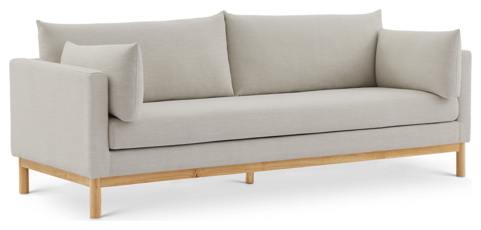 Langham Linen Textured Fabric Upholstered Sofa, Beige
