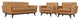 Modern Urban Contemporary 3-Piece Set Leather Living Room Set, Tan Leather