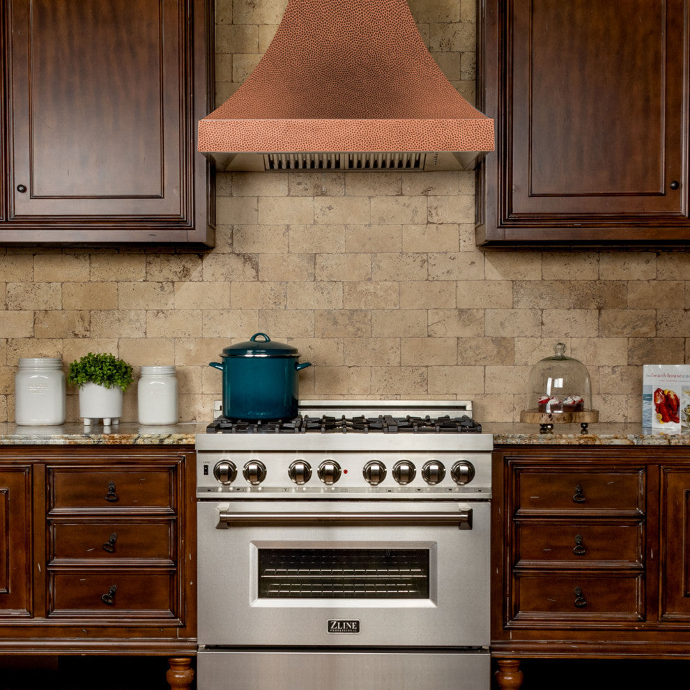 ZLINE 36" Designer Series Hand-HammeredCopper Finish Wall Range Hood, 8632H-36