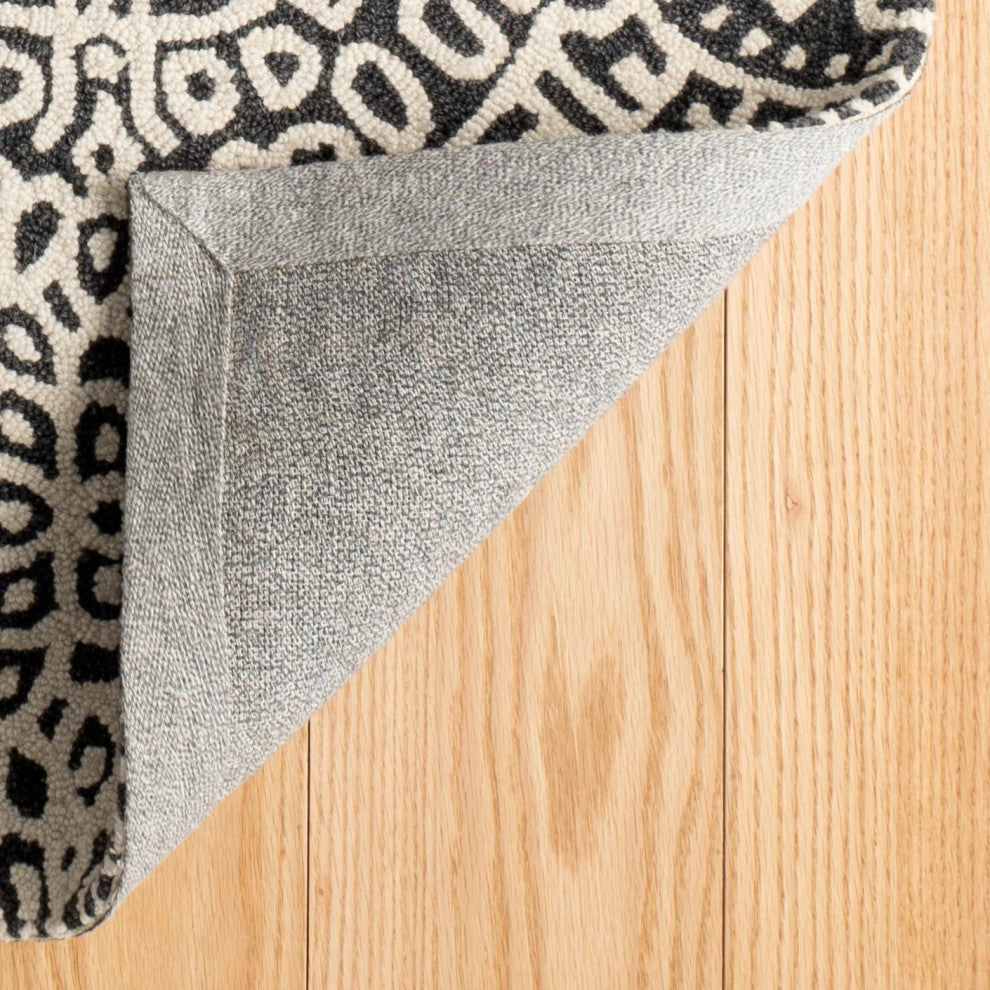 Dash & Albert Temple Charcoal Hand Micro Hooked Wool Rug, Grey, 5' x 8'