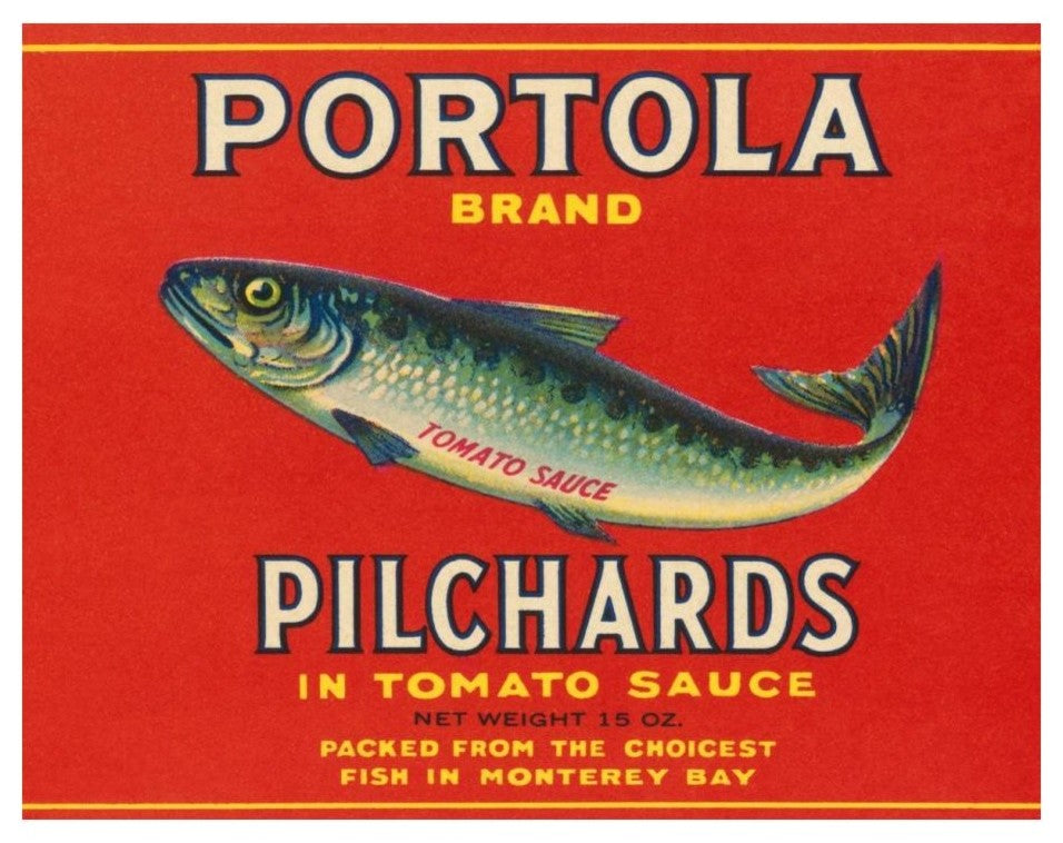 "Portola Brand Pilchards" Digital Paper Print by Retrolabel, 24"x19"