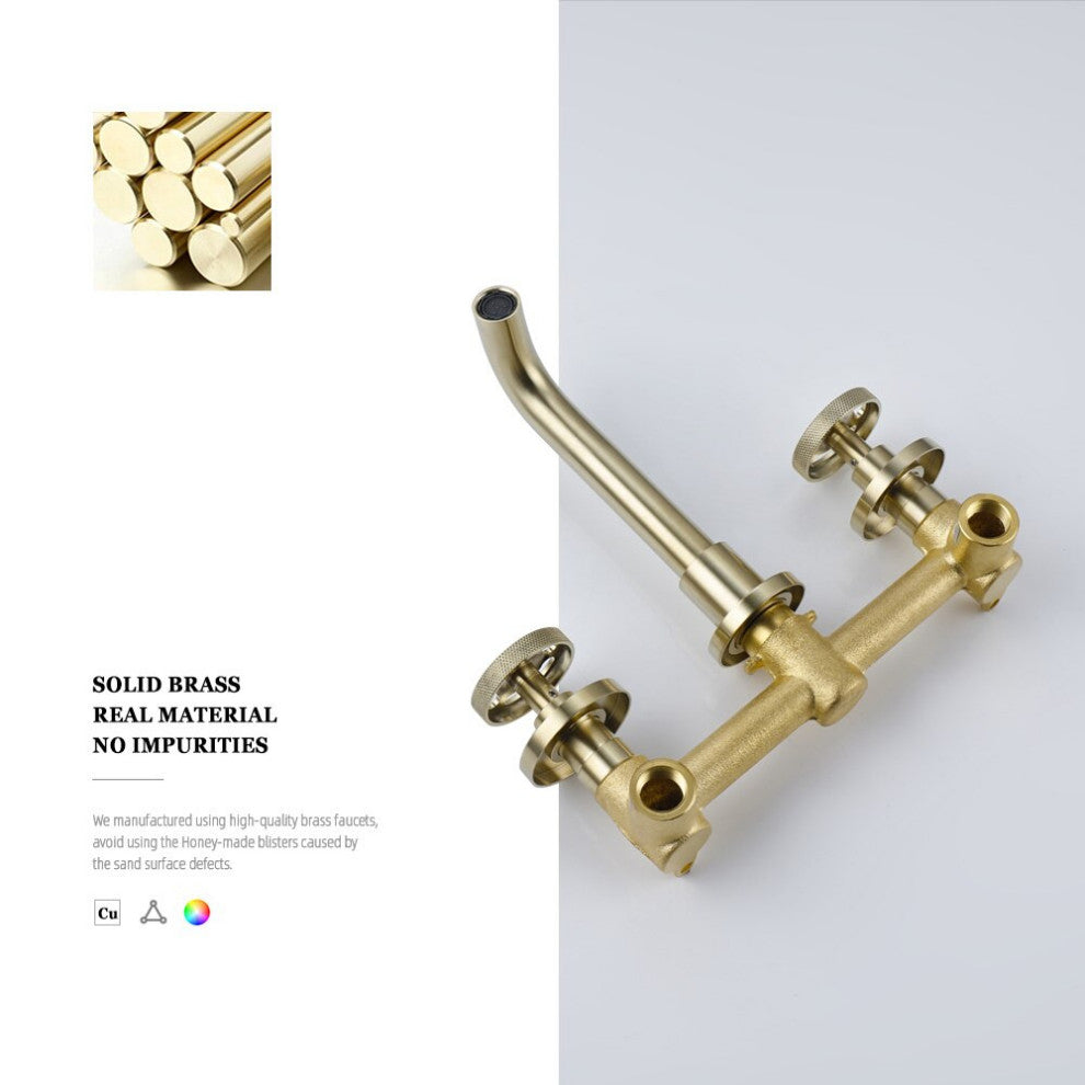 Solid Brass Dual Handle Wall Mounted Faucet