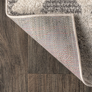 Aisha Moroccan Triangle Geometric Area Rug, Cream/Gray, 2'x8'