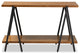 Rustic Walnut Finished Wood and Black Finished Metal Console Table