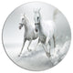 Running White Horses, Animal Large Disc Metal Wall Art, 11"