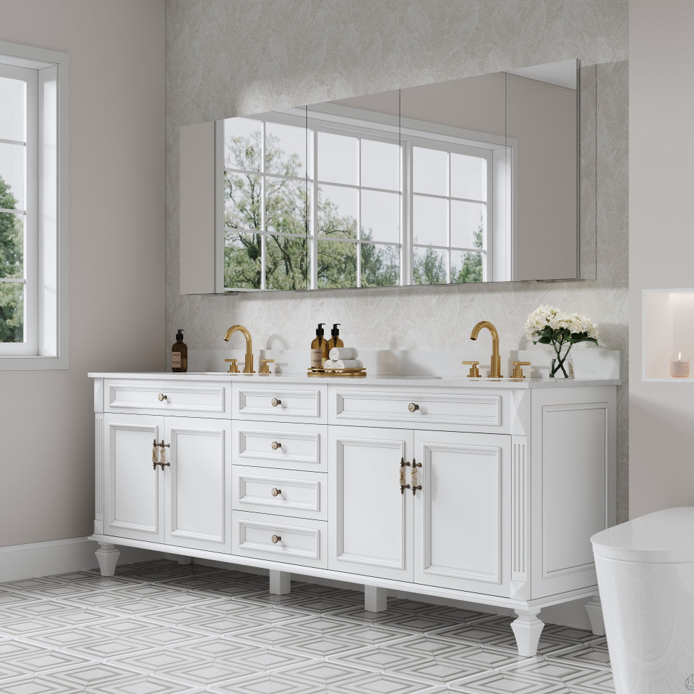 Recessed/Surface Mount Bathroom Medicine Cabinet, Reverse Installation, 84"x30"