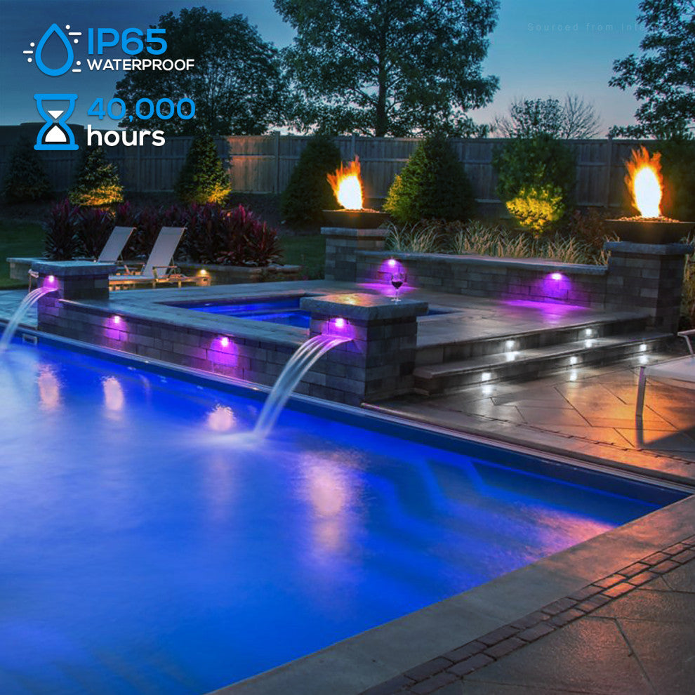 24-Pack 7"LED RGB Hardscape Lights, 270 degree Swivel Retaining Wall Lighting