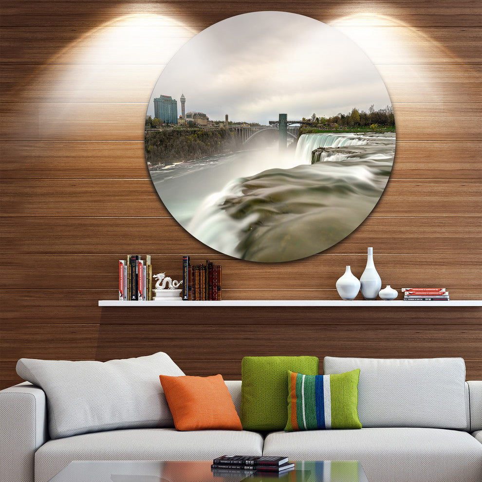 Niagara Falls Goat Island View, Beach Disc Metal Artwork, 11"