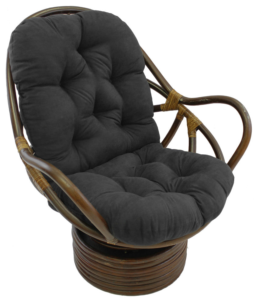 48"x24" Solid Micro Suede Swivel Rocker Cushion, Black