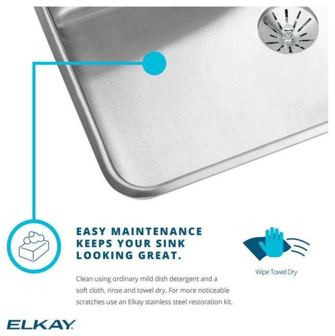 Elkay 15" Bowl Drop-In 18 Gauge Stainless Steel Bar/Prep Kitchen Sink, LR15173