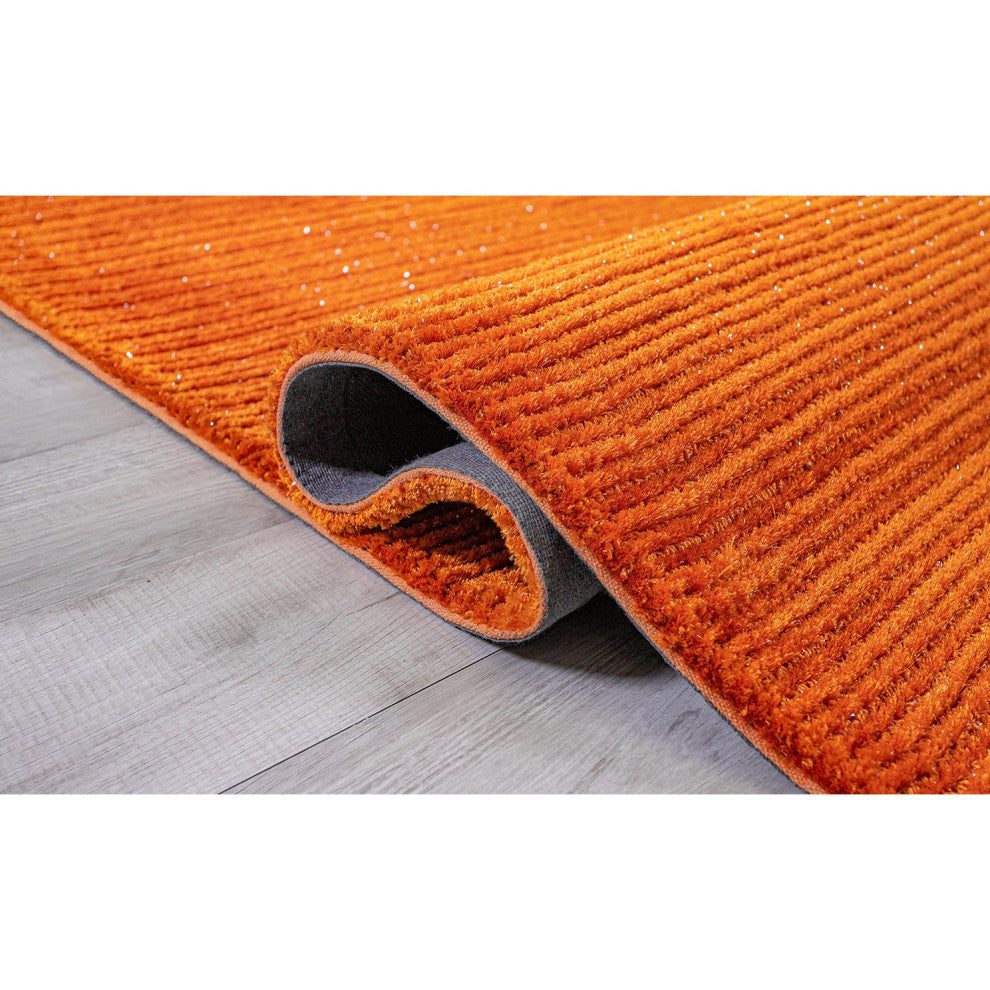 5" x 7" Orange Modern Shimmery Area Rug