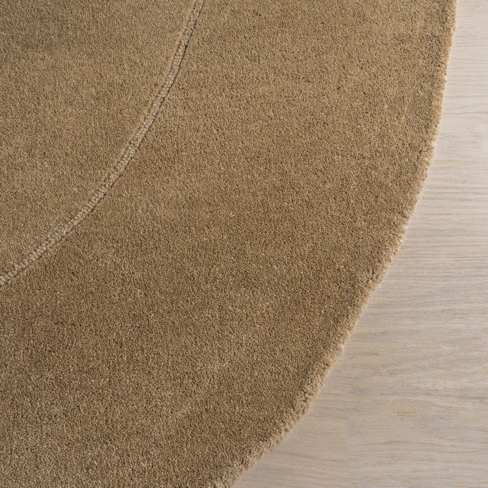 Venace Abstract Wool Area Rug, Brown 6' x 9' Shaped