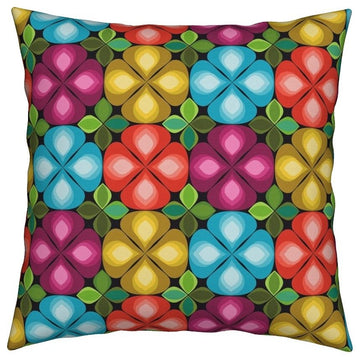 Pop Geometric Flowers Fashion Floral Summer Throw Pillow Linen Cotton