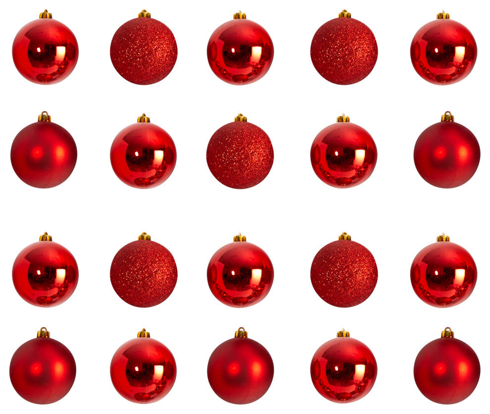 Holiday Xmas 20 Count 3" Shatterproof Ornaments W/ Re-Useable Storage Container