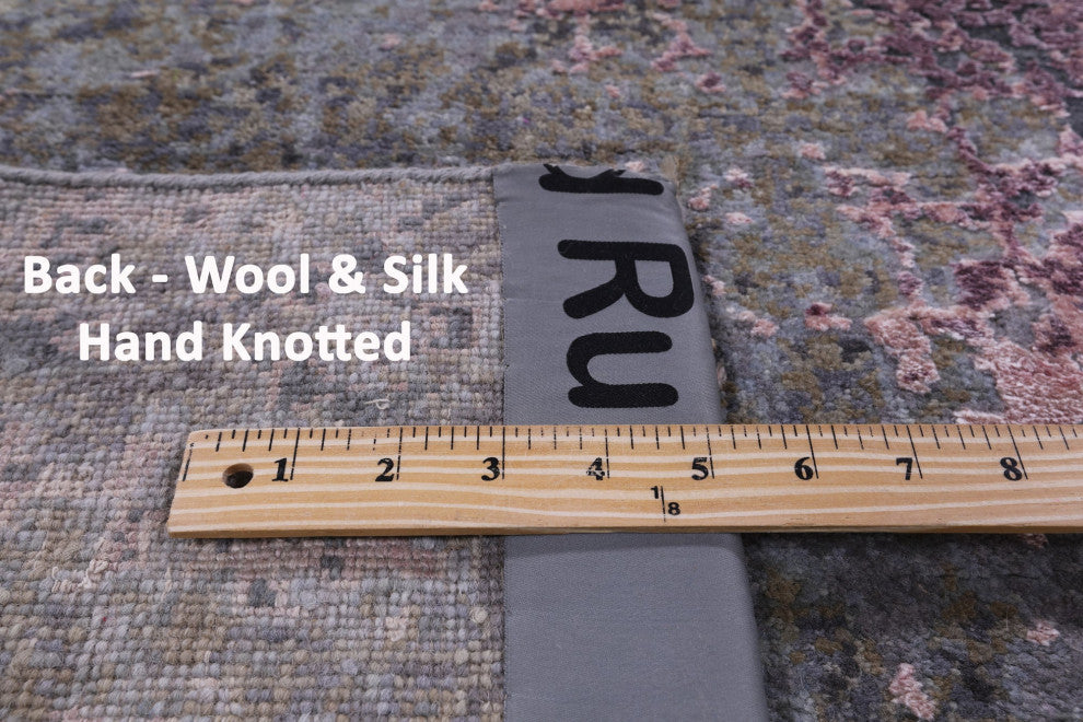 Wool & Silk Hand-Knotted Abstract Rug 6' 5" X 10' 0" - Q13089