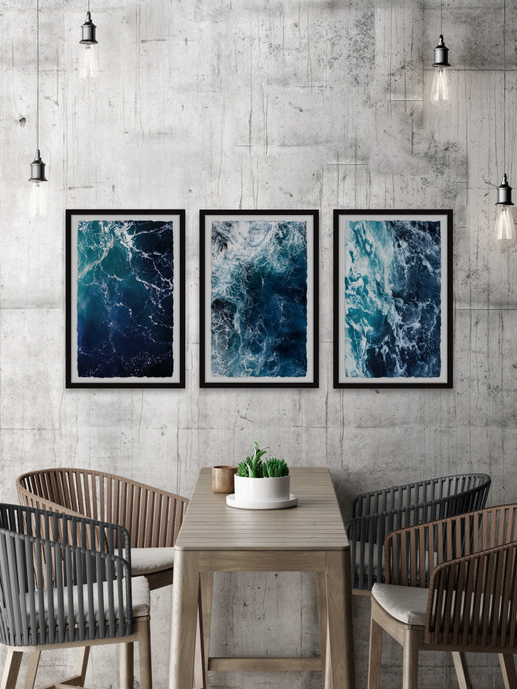 Whole Lot of Blue Triptych, Set of 3, 16x24 Panels