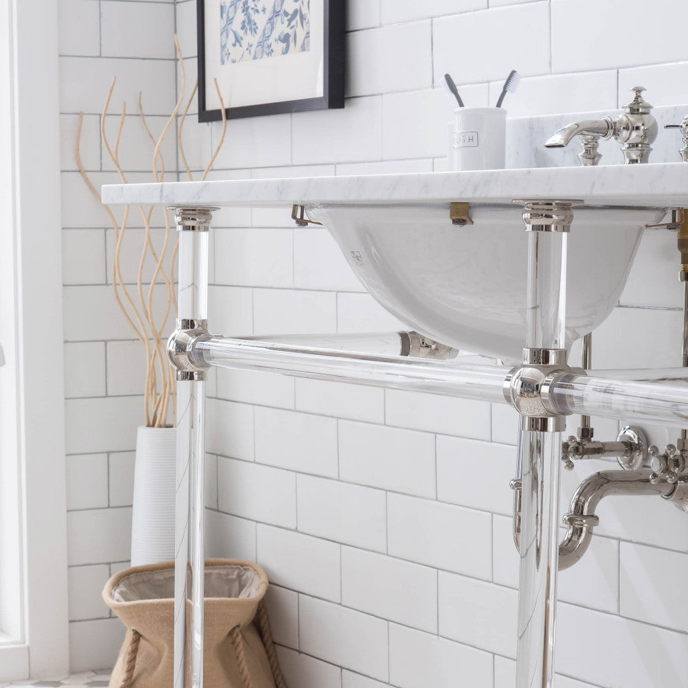 Empire 72" Wide Double Wash Stand, P-Trap, Countertop With Basin, Faucet