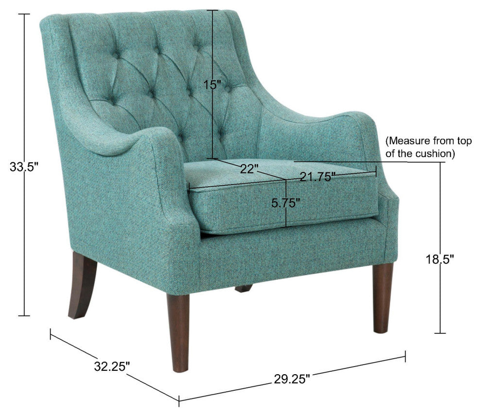 Madison Park Qwen Button Tufted Chair, Teal