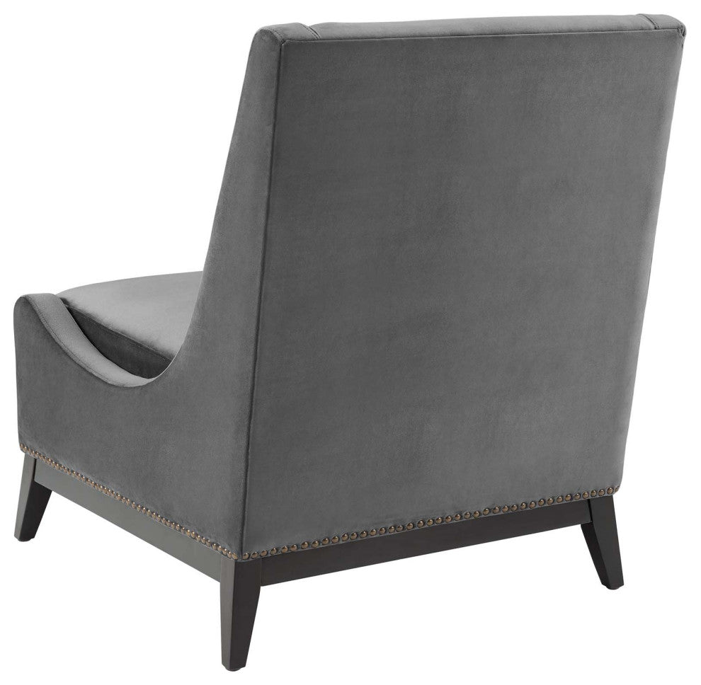 Armchair Accent Chair, Set of 2, Velvet, Gray, Modern, Lounge Hospitality