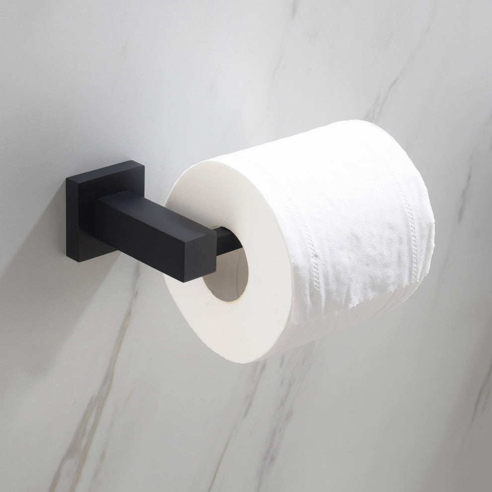 Cube 4-Piece Bathroom Hardware Set, Matte Black