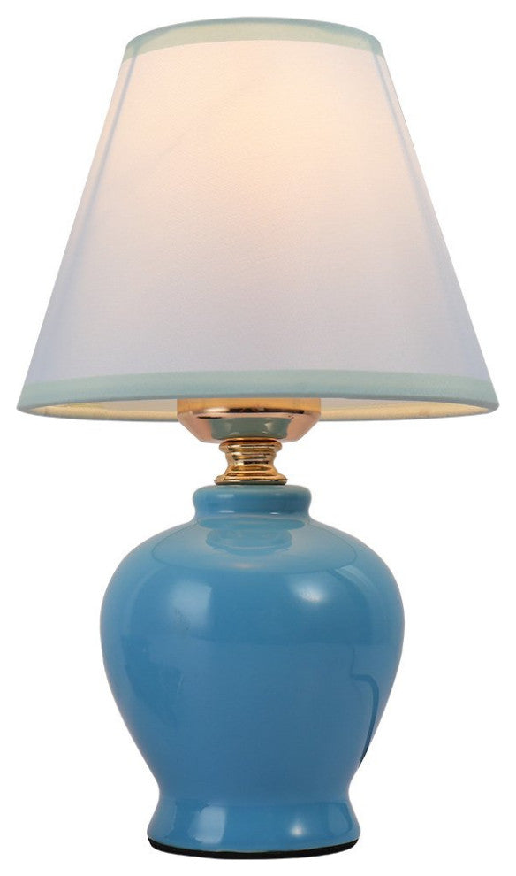 Modern mini table lamp kids ceramic table light with linen white fabric shade