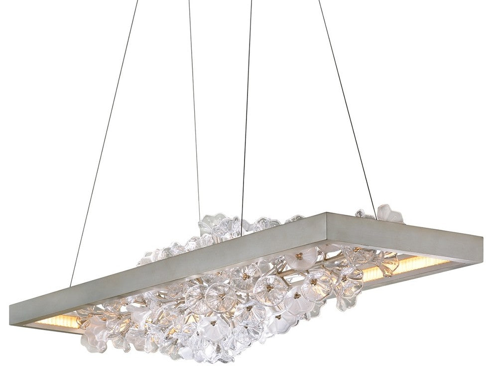 Jasmine 1 Light Linear Pendant, Silver Leaf