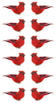 Graceful Elegance Crimson Bird Christmas Ornaments, Red, Set of 12, 3.5"