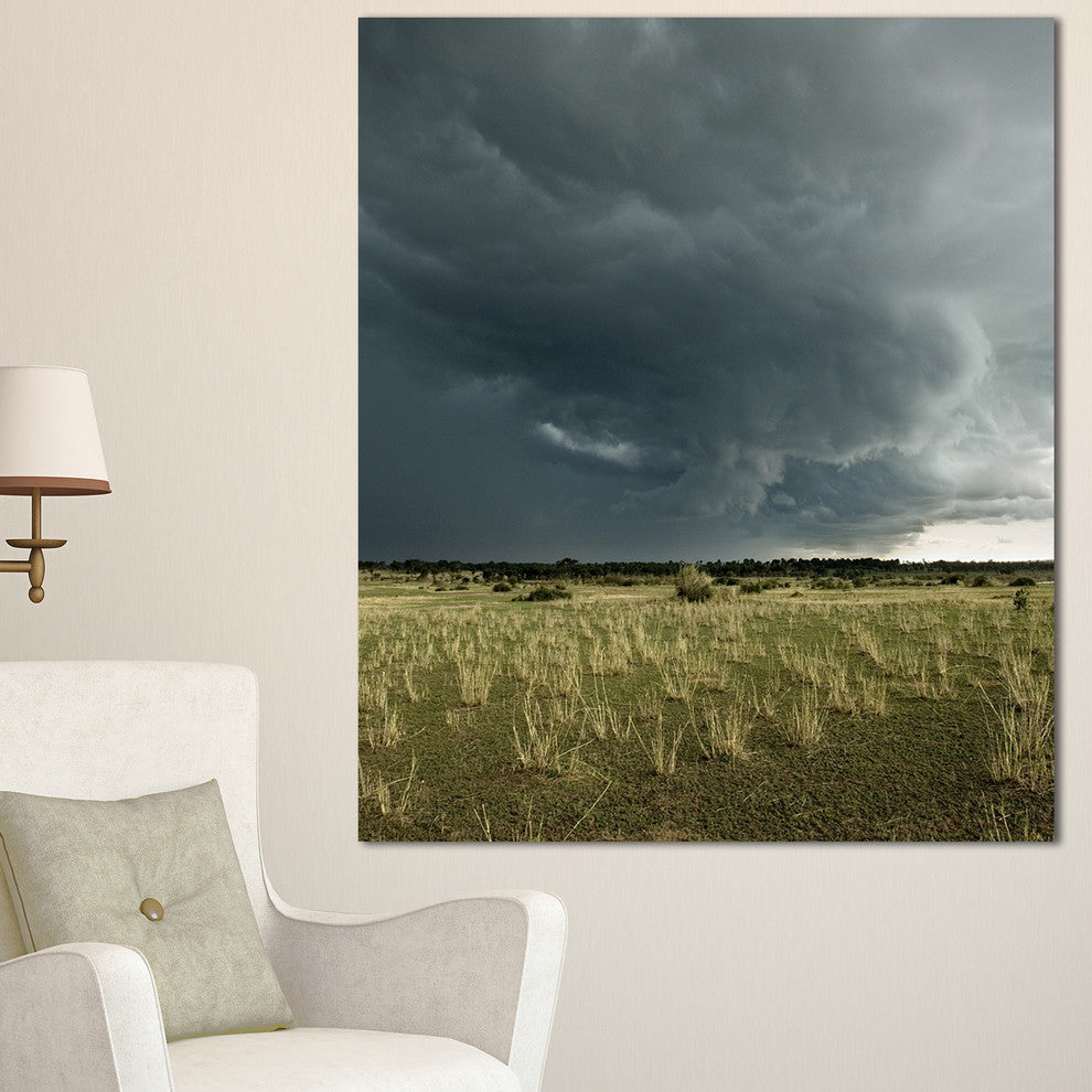 Rainy Cloud over Green Pasture, Oversized Landscape Canvas Art, 30"x40"