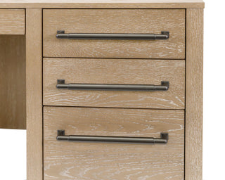 Modern Wood Double Pedestal Executive Desk, Light Brown