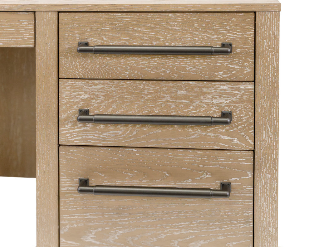 Modern Wood Double Pedestal Executive Desk, Light Brown