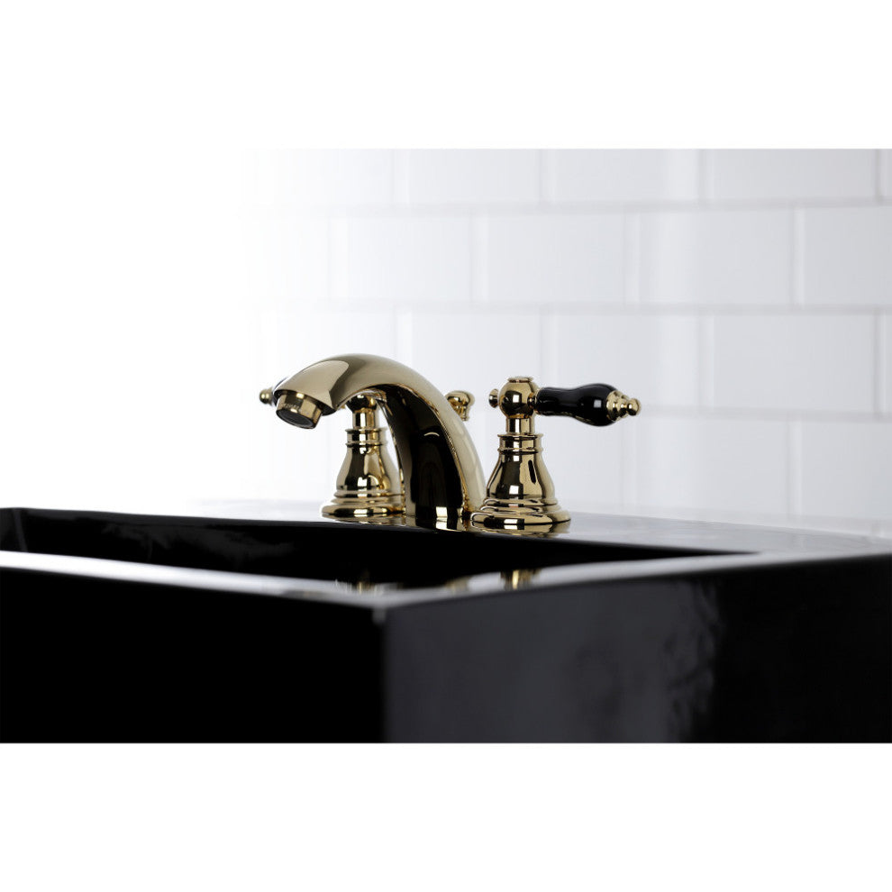 KB952AKL Widespread Bathroom Faucet With Plastic Pop-Up, Polished Brass