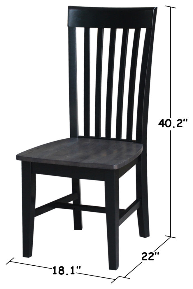 Set of Two Tall Mission Chairs, Coal-Black/Washed Black