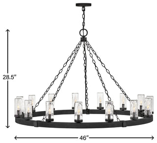Hinkley Sawyer Outdoor Chandelier, Black, 15 Light
