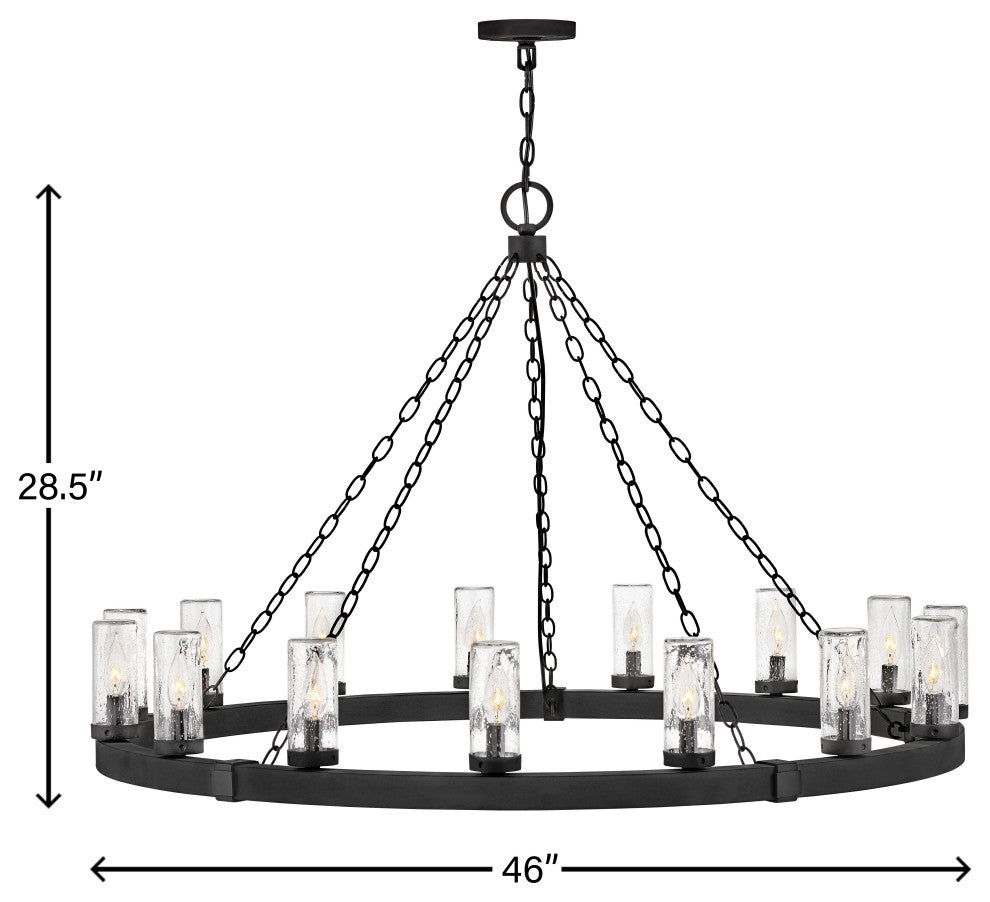 Hinkley Sawyer Outdoor Chandelier, Black, 15 Light