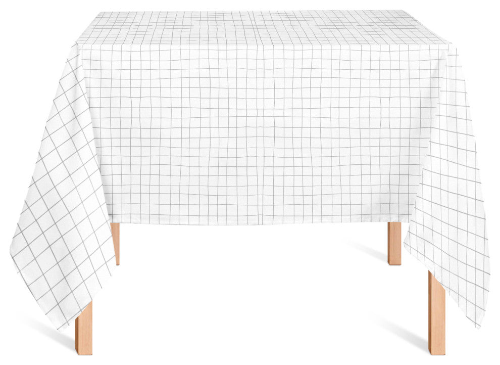 Penciled Grid Gray 58x58 Tablecloth