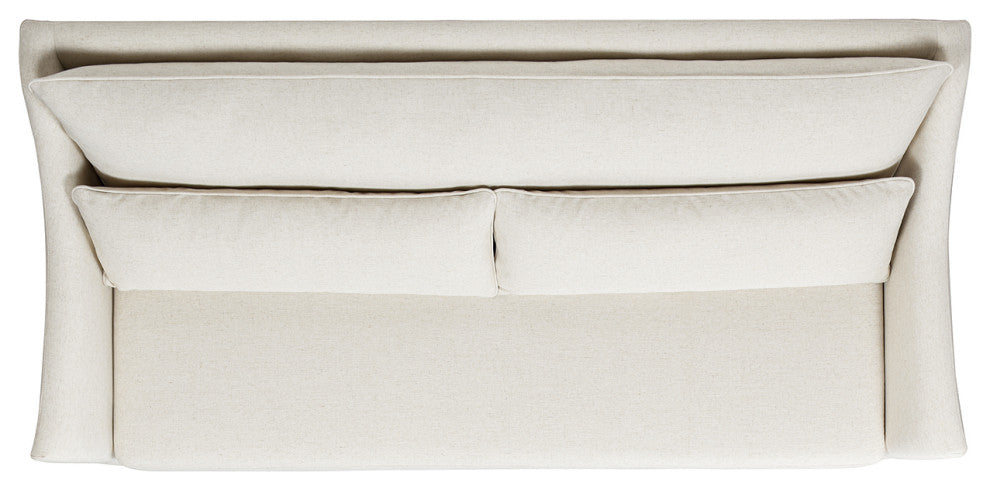 Ada 83" Flared Arm Contemporary Sofa With Lumbar Pillows, Flax White Linen