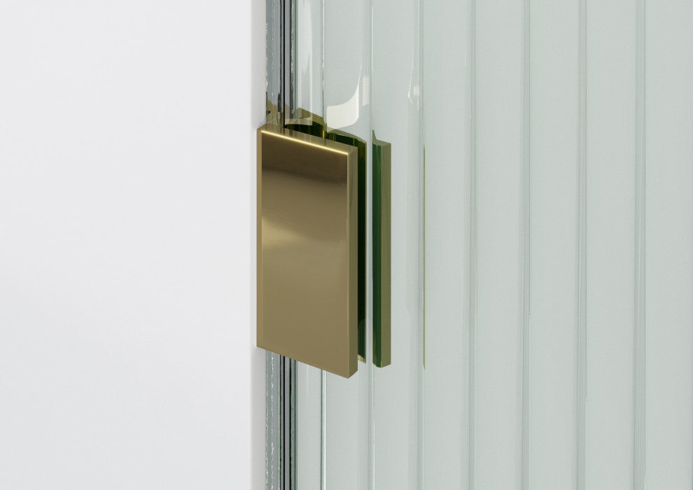 Bathtub Fixed Panel, Fluted Radius, Left Hand, Polished Brass