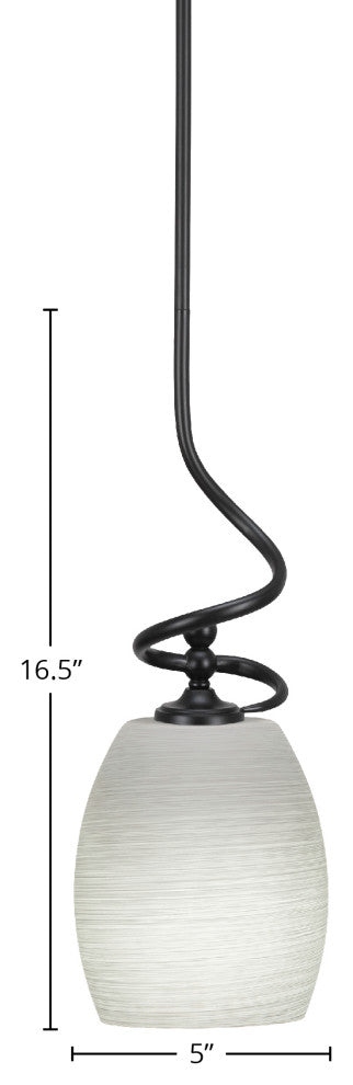 Capri 1-Light Mini Pendant with Hang Straight Swivel, Matte Black/White Linen